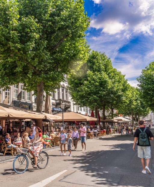 Busy sunny day in Vrijthof square, Maastricht, the Netherlands