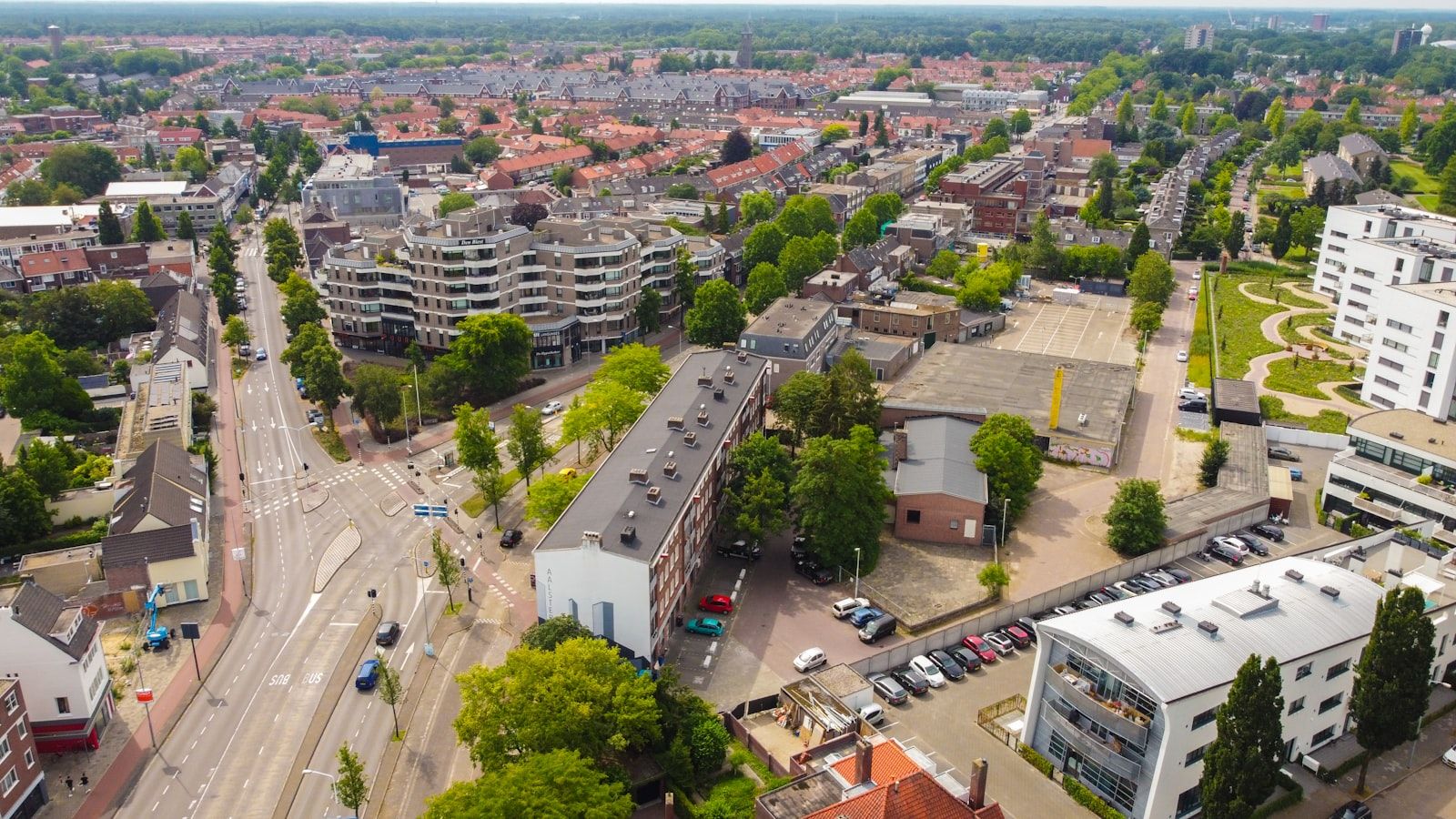 Aerial view of Eindhoven city centre, the Netherlands