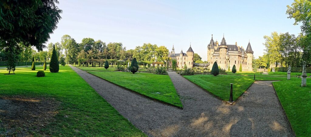 Kasteel de Haar seen from its gardens, Haarzuilens